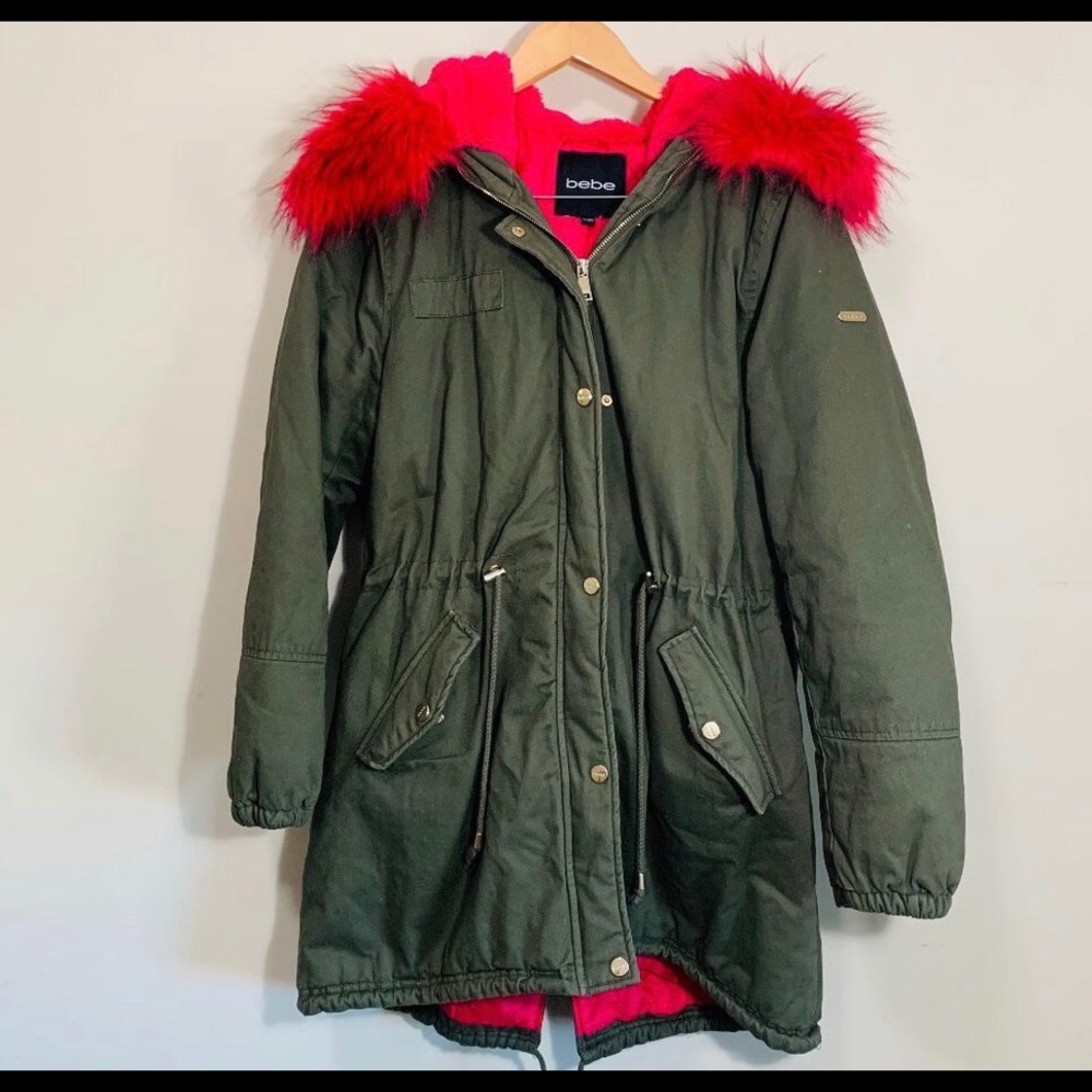 Bebe Military Green Cargo Jacket
